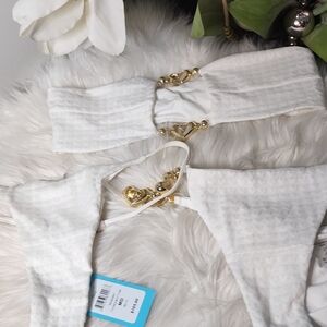 NWT Beach Bunny White Rio 3pc Bandeau(small),skimpy Bottom(med),thong(med), $495